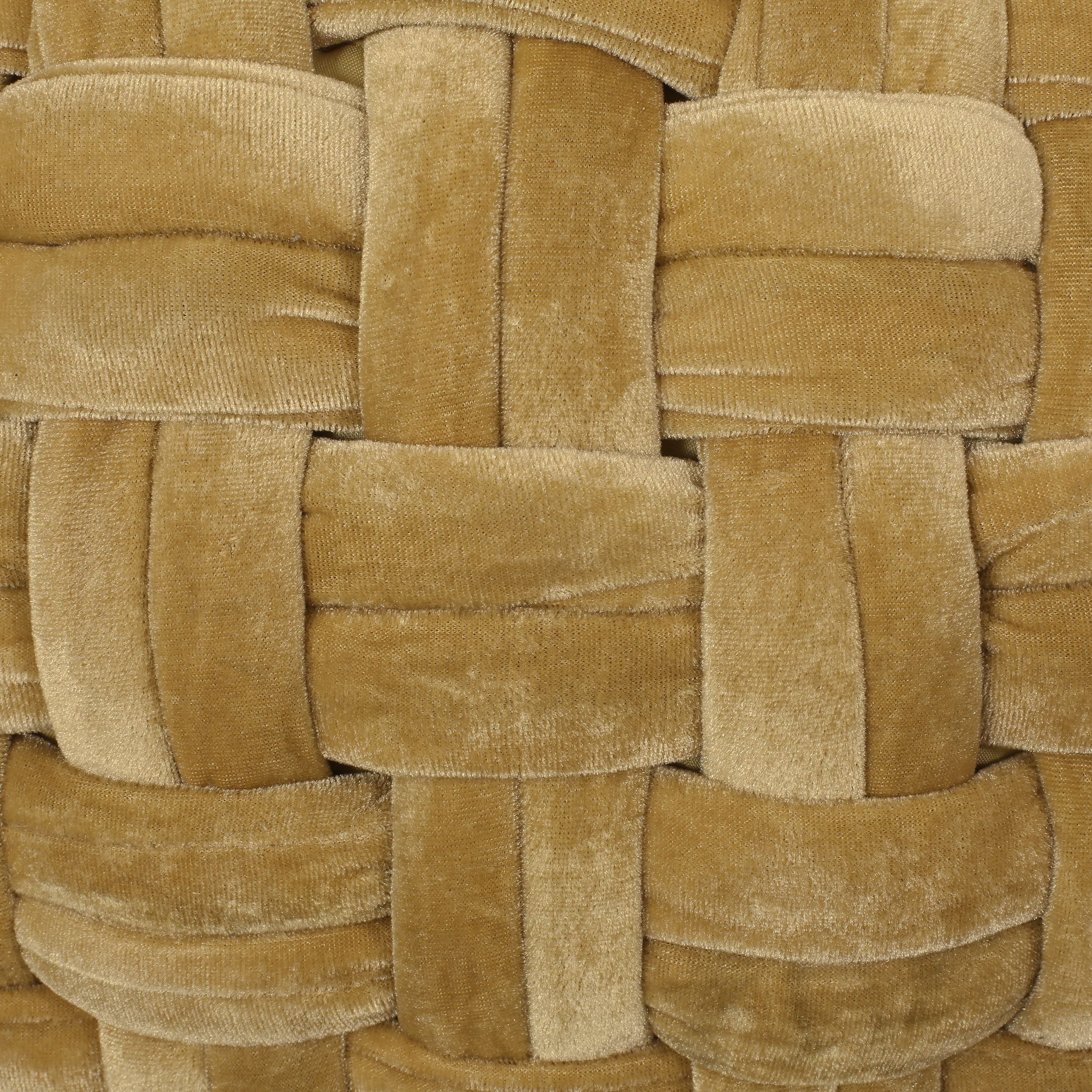 Modern Glam Handcrafted Cable Weave Velvet Round Pouf - NH714413