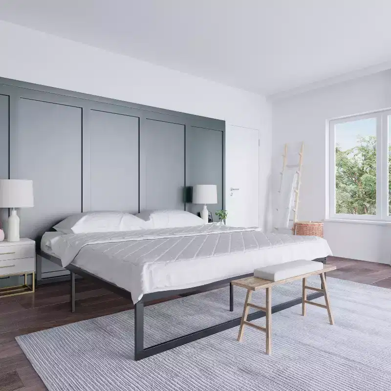 Emma and Oliver 14 Inch Twin Metal Platform Bed Frame/Steel Slat Support/No Box Spring Needed