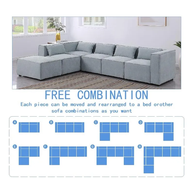 Free Combination Chenille Upholstered Modular Sectional Sofa