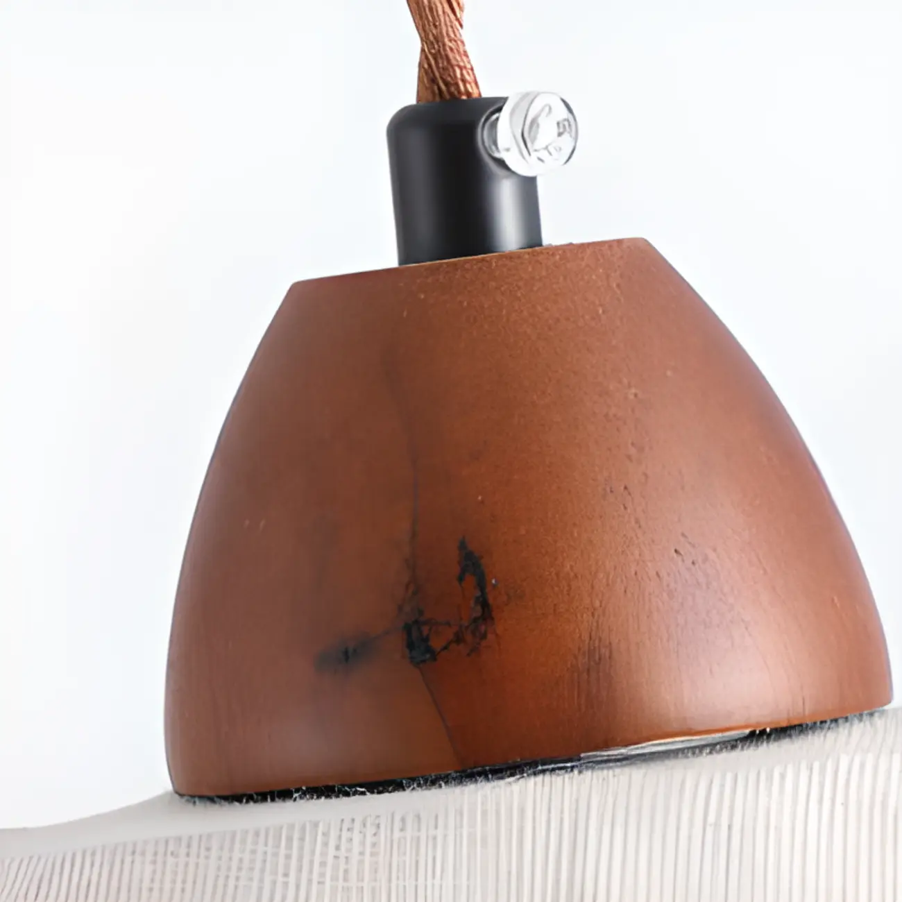 Dome-Shape White Fabric Rope Pendant Light Residential Use