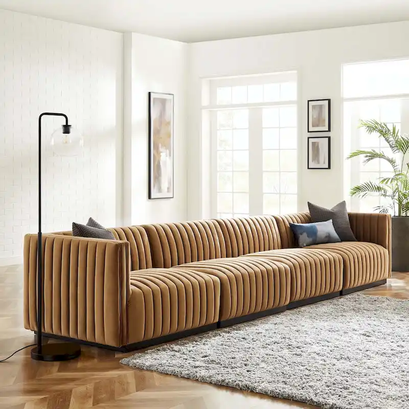Conjure Channel Tufted Performance Velvet 4-Piece Sofa