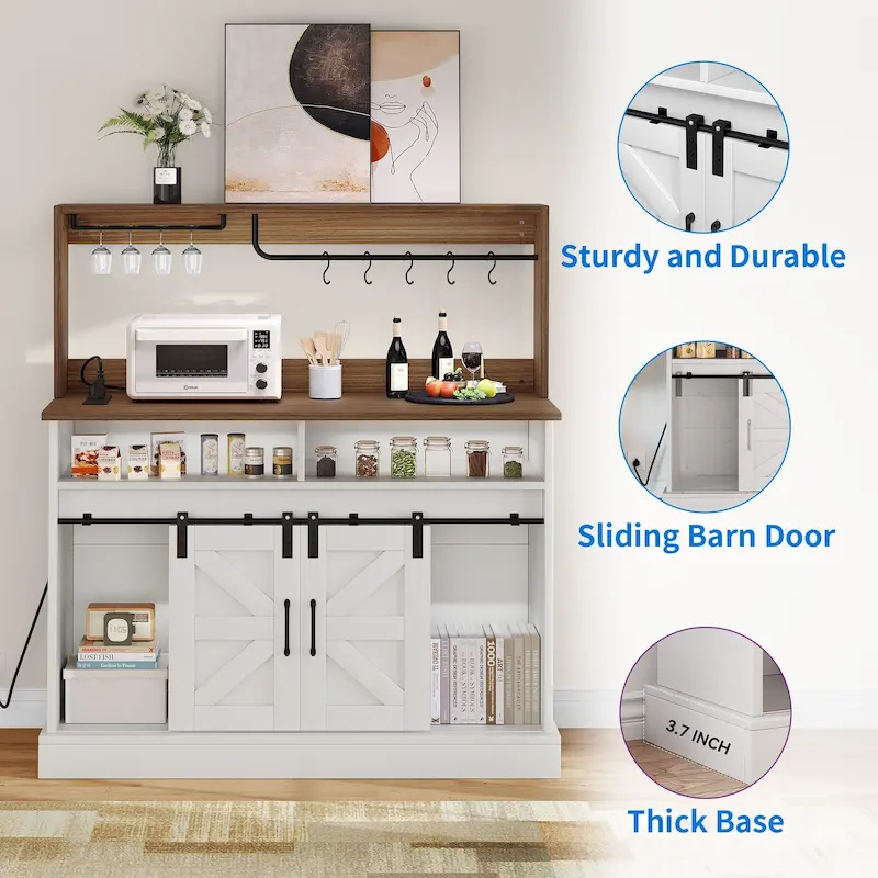 Farmhouse Coffee Bar Cabinet - 15.1D x 47.2W x 51.5H