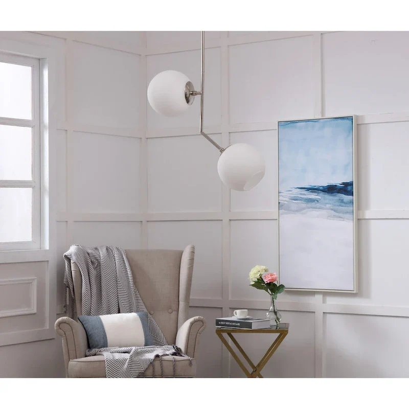 Bastina 20-Inch 1-DownLight Frosted Glass Pendant