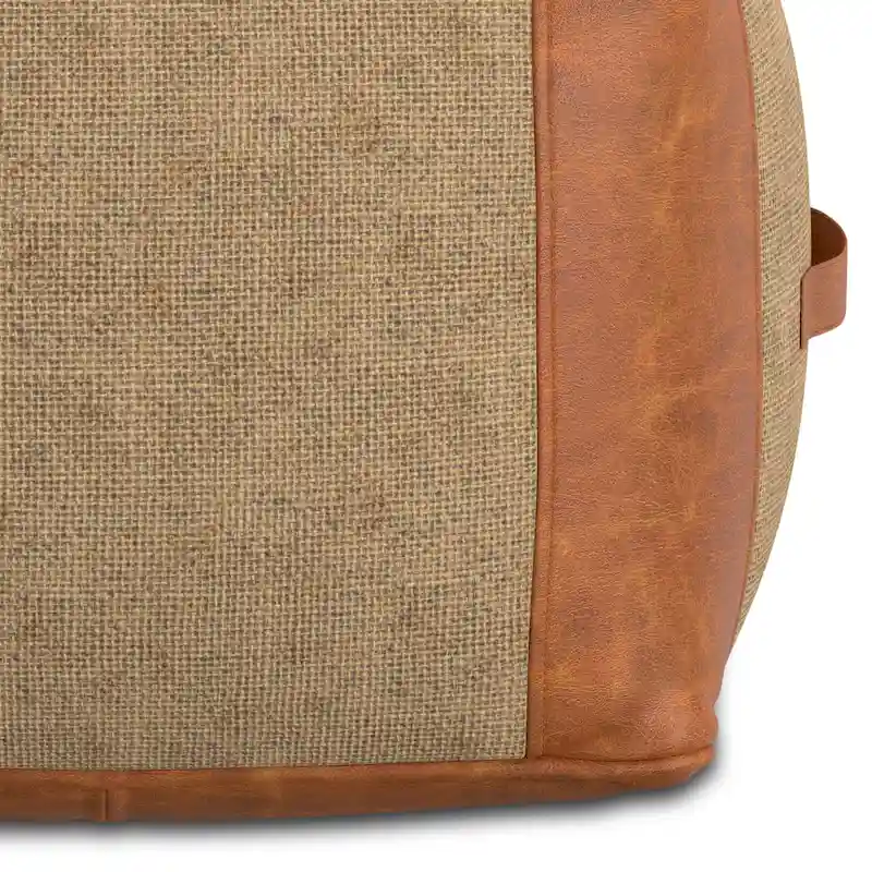 WYNDENHALL Castlebridge Boho Square Pouf in Tan Genuine Leather