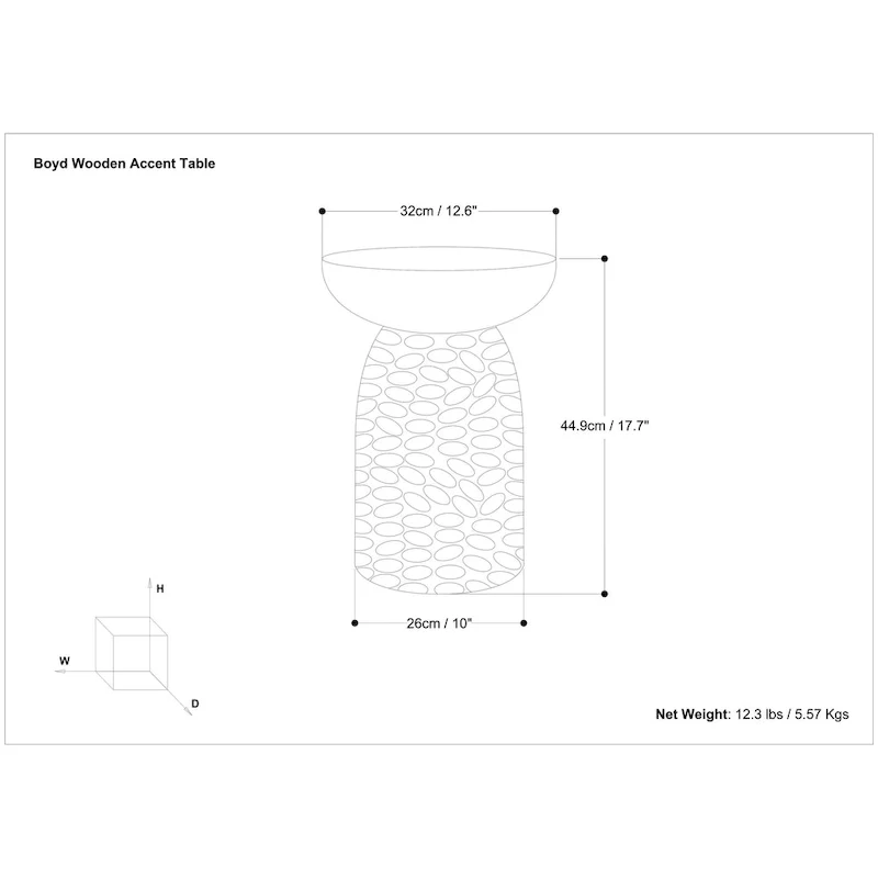 Solid Wood Accent Table - 12.6