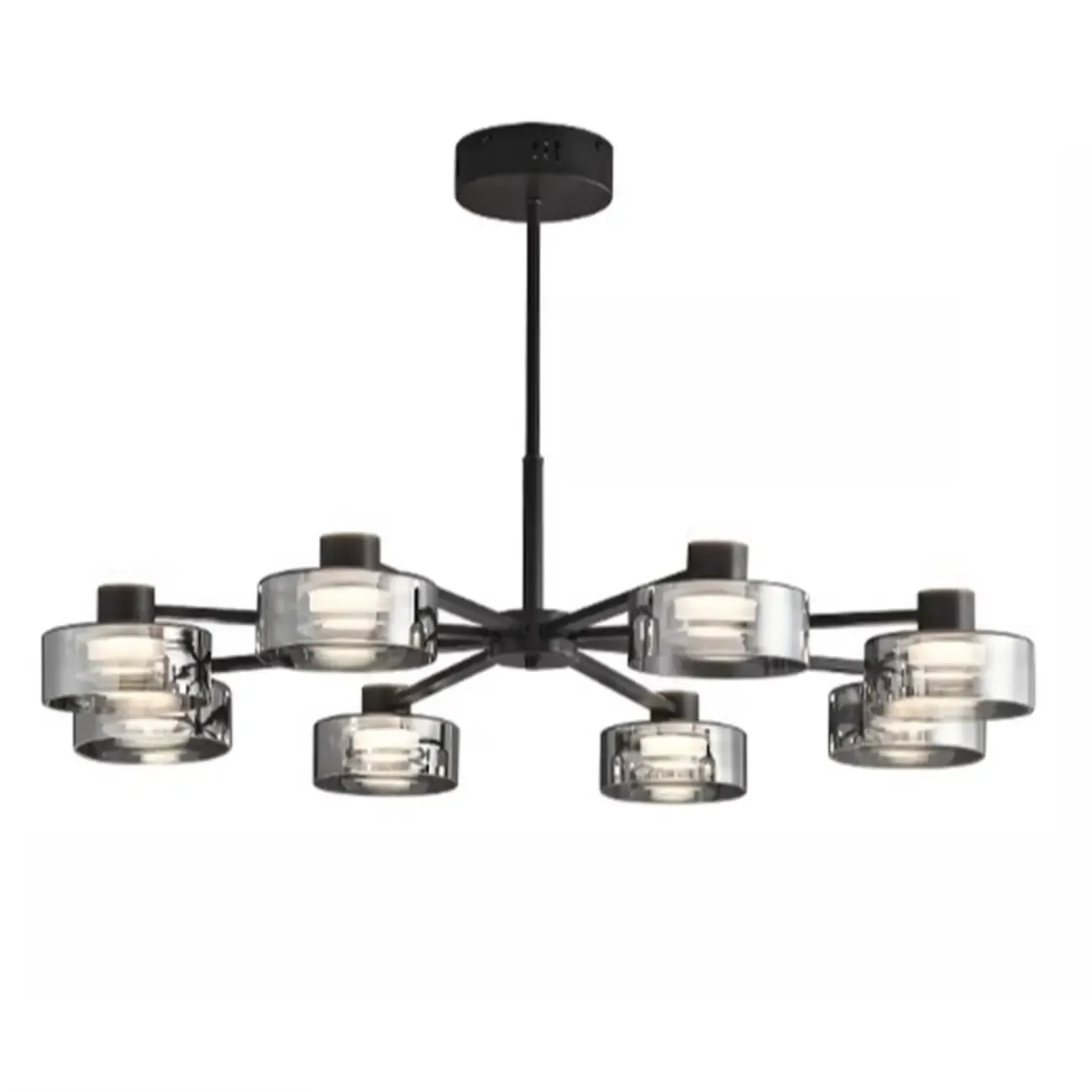 Modern Black Circle Round Glass LED Chandelier
