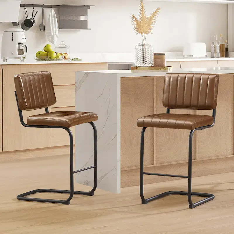 Art Leon Rustic Upholstered Counter Height Bar Stools (Set of 2)