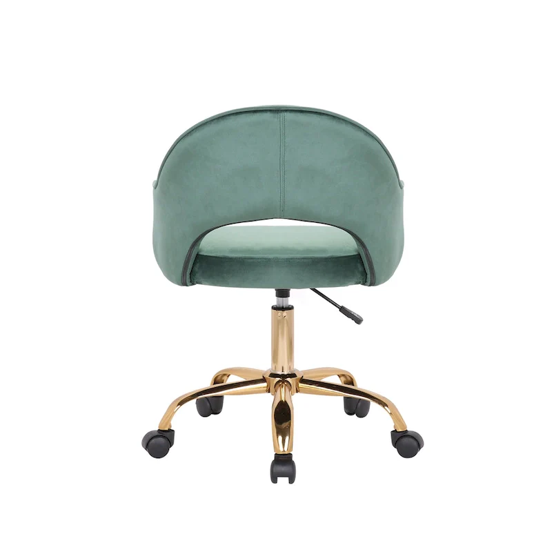 Velvet Swivel Office Chair, Golden Chrome Legs