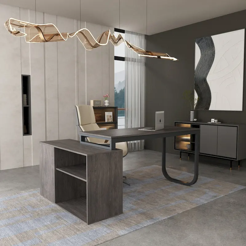 55 L-Shaped Computer Desk - Storage Workstation - 5 Colors Large