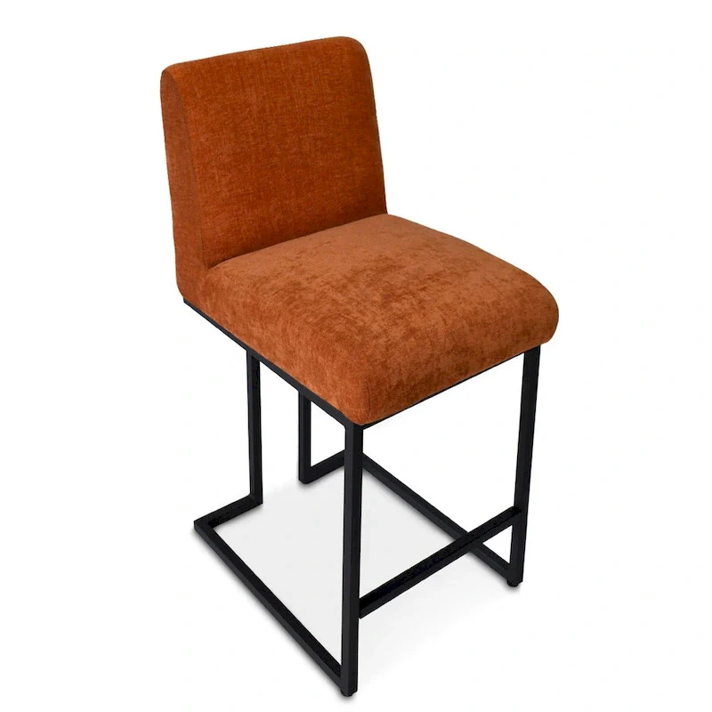 Fabric Counter Stool with Arms - Metal Legs (Set of 2)