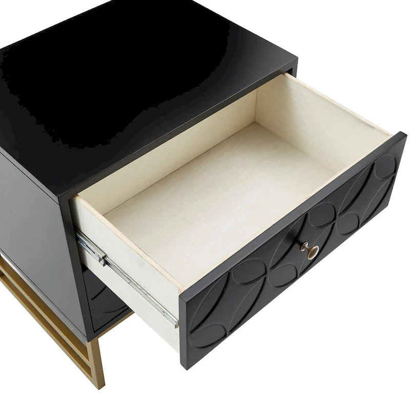 Arched Diamond 2- Drawer Gold Metal End Table