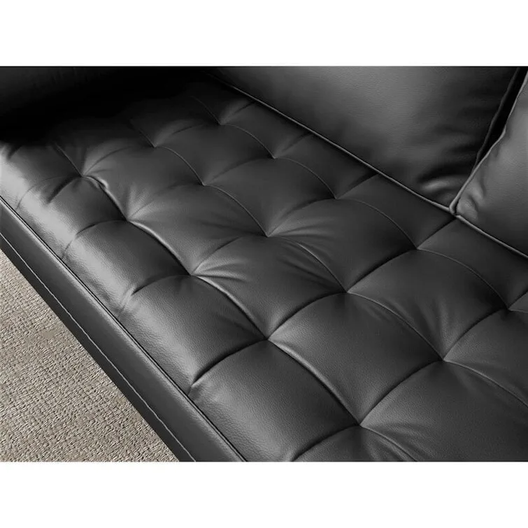 70-Inch Faux Leather Tufted Sofa