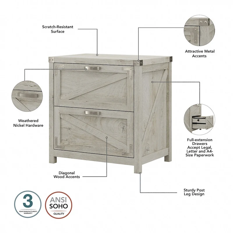 Knoxville 60W L-Desk with File Cabinet and Bookcase by Bush Furniture