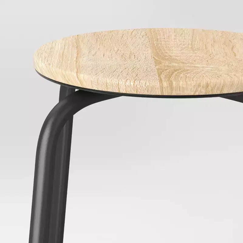 Set of 2 24" Wood and Metal Base Backless Counter Height Barstool Stool with Footrest Natural - Room Essentials™