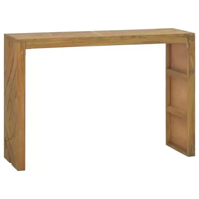 Solid Teak Wood Console Table, Rustic Erosion Finish, 43.3