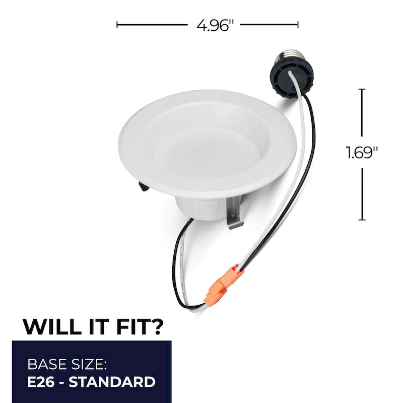 Bulbrite Pack of (4) 12 Watt 4  Integrated LED Recessed Downlight with E26 Quick Connect Adapter - multi