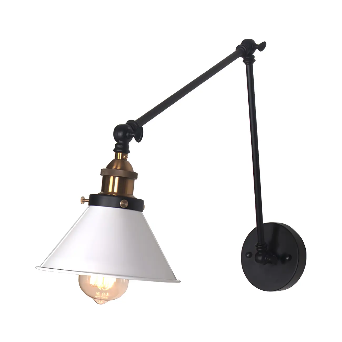 Cone Shade Metal Retro Swing Arm Wall Light