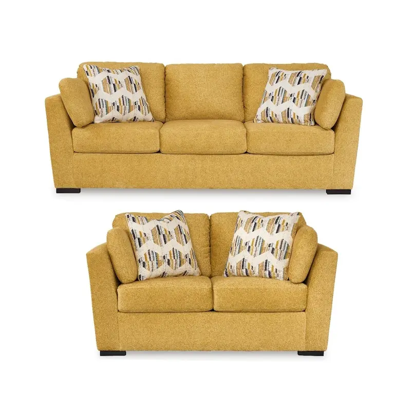 Roundhill Furniture Clareen 2-Piece Living Room Set, Sofa and Loveseat