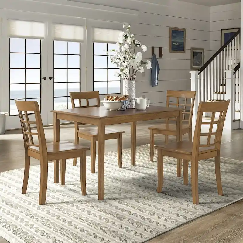 Wilmington II 48-Inch Rectangular Oak Finish 5-Piece Dining Set