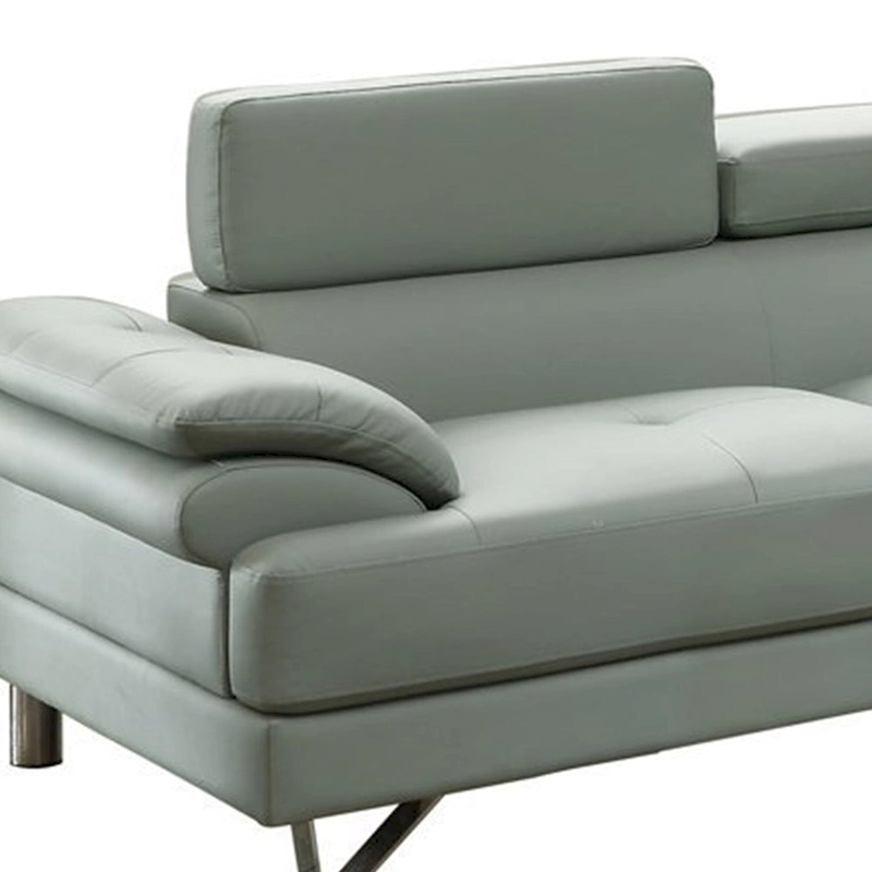 Faux Leather 2 Piece Sectional In Gray