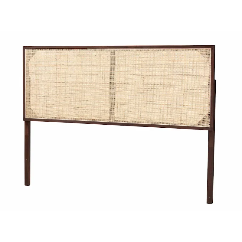 bali & pari Aurelia Modern Bohemian Bayur Wood and Natural Rattan Headboard