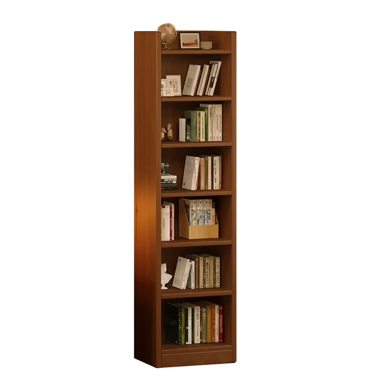 Rectangular Classic Nut-Brown Premium Wood 7-Shelf Bookcase