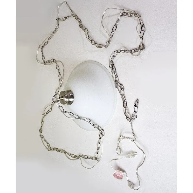 Glass Shade Swag Lamp Brushed Nickel
