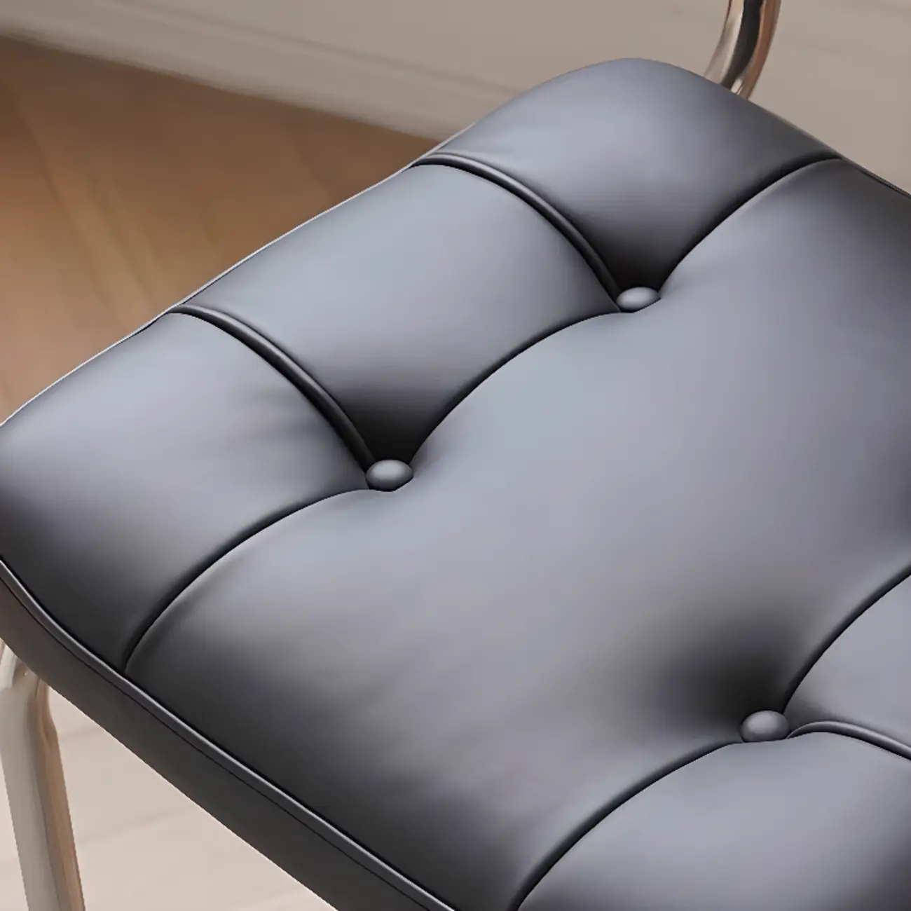 Modern Brown Cantilever Faux Leather Dining Chair Woven Back