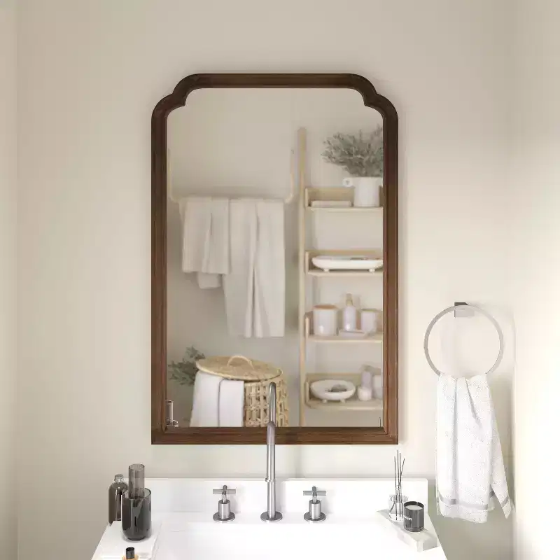 Rustic Brown / Weathered Rectangular Wall Mirror, Wood Frame, 24