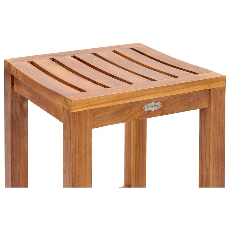 Chic Teak 3 Piece Teak Wood Seville Medium Counter Height Patio Bistro Dining Set, 2 Counters Stools and 35 Square Table