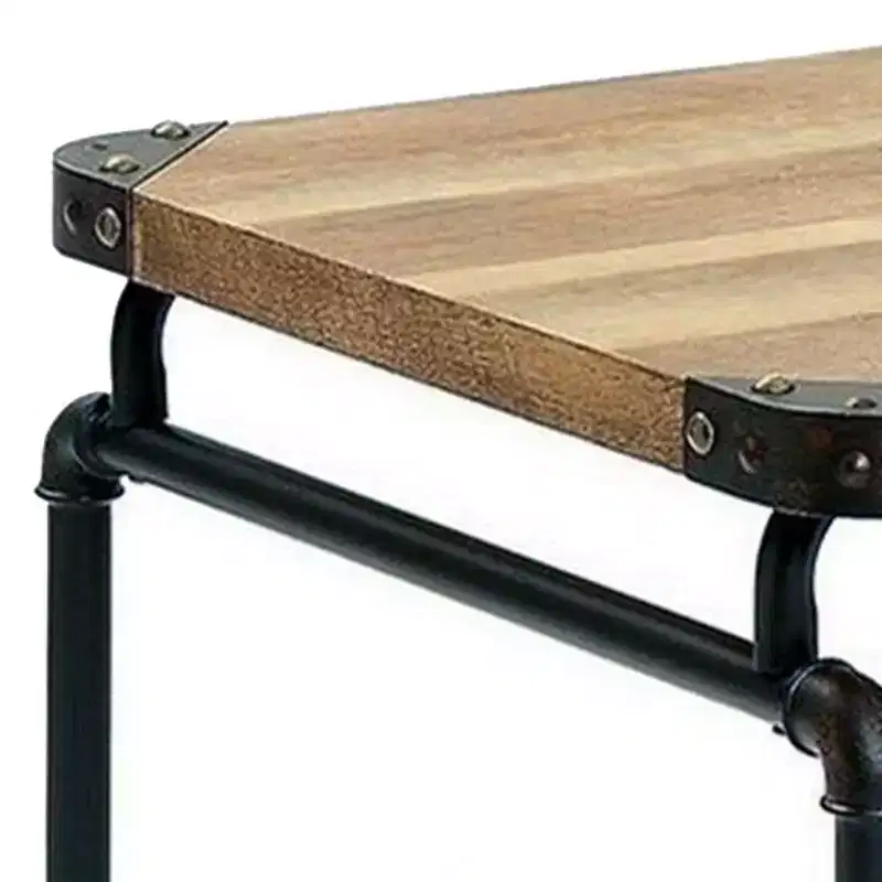 Royal Hampton 47 Inch Writing Desk, Industrial Caster Wheel, Black Metal, Wood