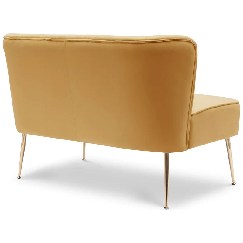 Upholstered Velvet Polyester 46 Wide Loveseat - Armless/ Scalloped Back