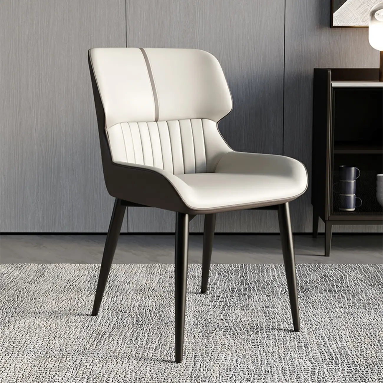 Leather Low Solid Back Armless Dining Side Chair