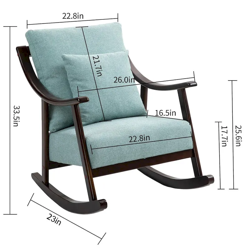 Woven Fabric Upholstered Modern Rocking Chair with Solid Wood Frame