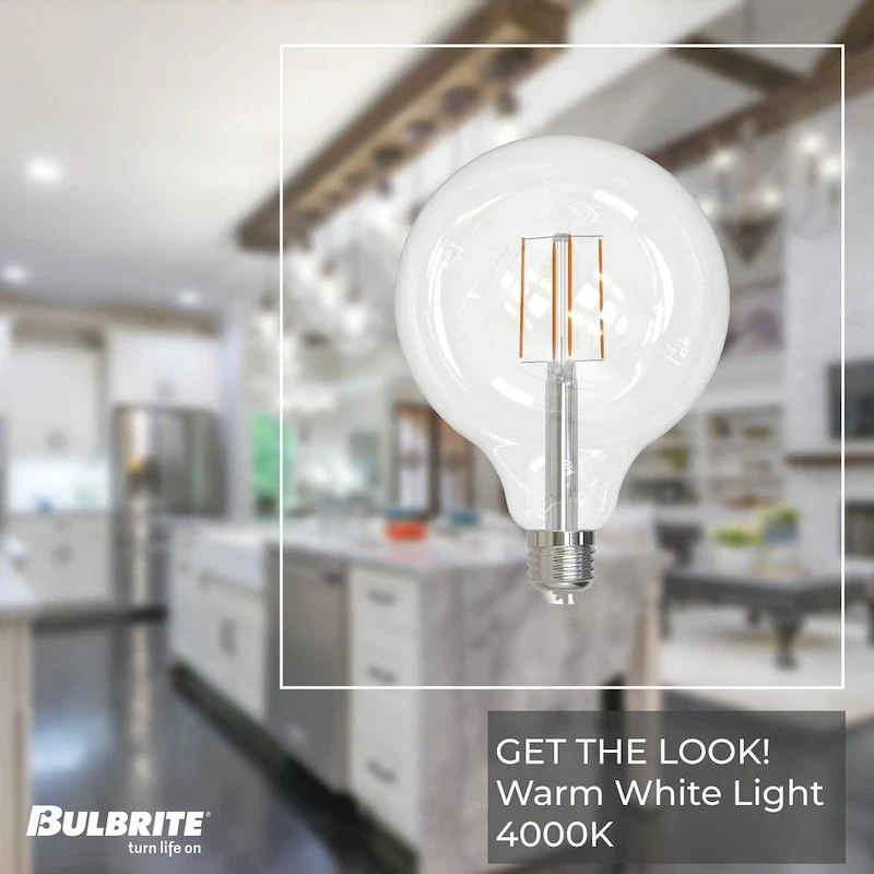 Bulbrite Pack of (2) 8.5 Watt Dimmable Filament G40 Medium (E26) LED Bulb