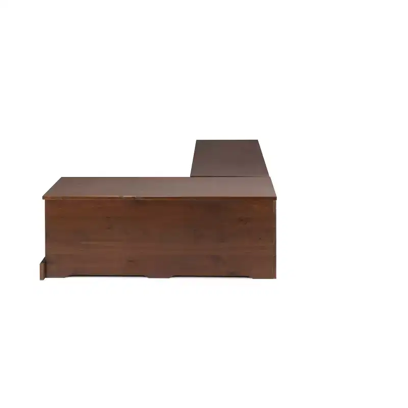 3pc Colby L Shaped Bench and Backless Nook Dining Set Brown - Linon: Wood Frame, 5-Seater, Trestle Base