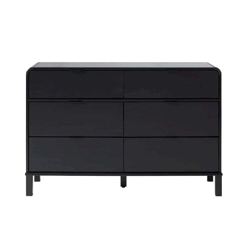 6-Drawer Solid Wood Dresser with Curved Top