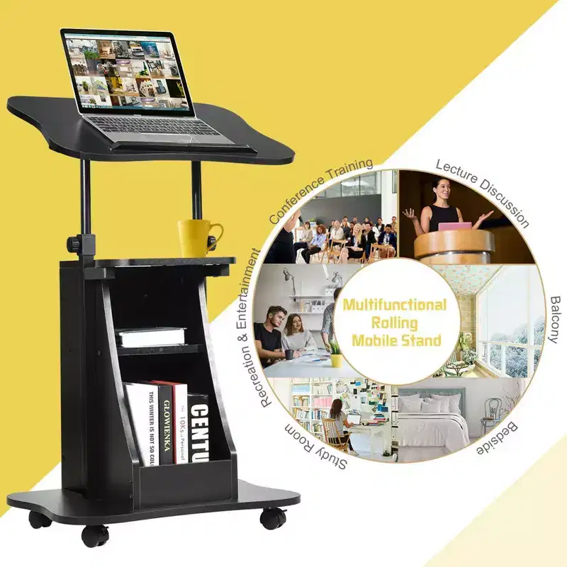 Costway Set of 2 Sit-to-Stand Laptop Desk Cart Rolling Mobile Height Adjustable