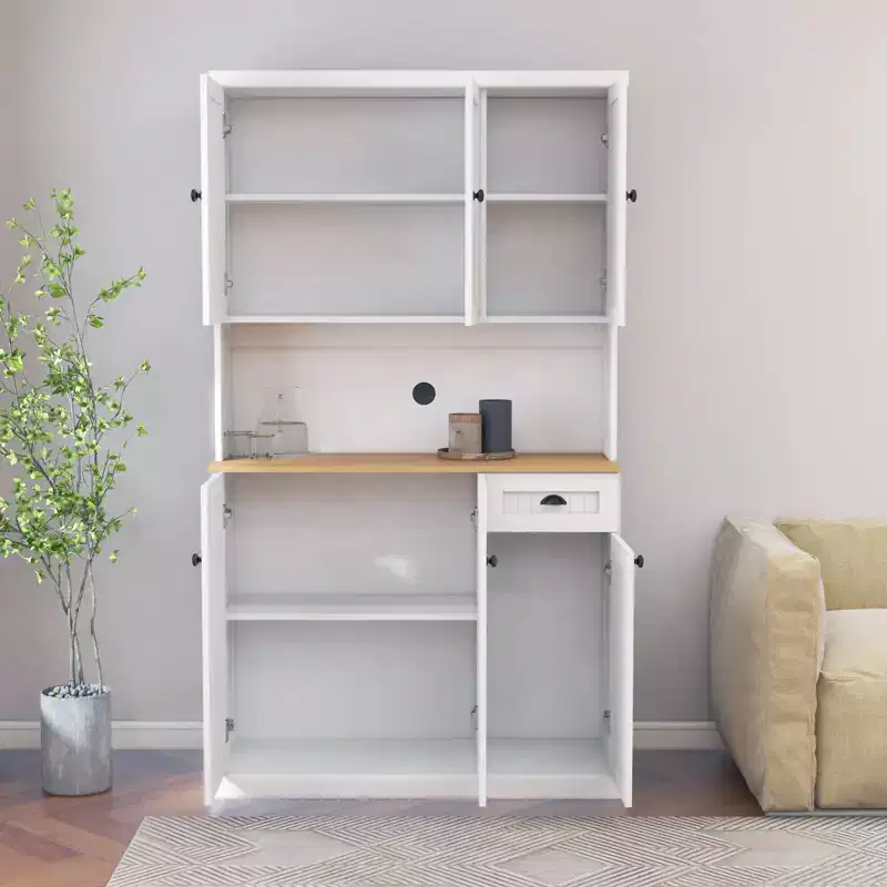 AndMakers Wood 39.76 in. Pantry Cabinet with Adjustable Shelves