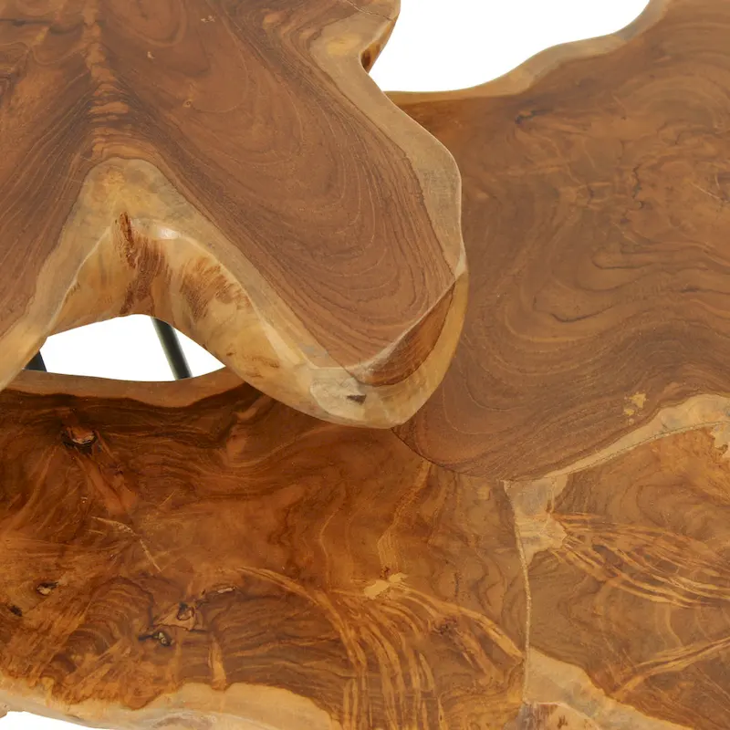 Natural Live-Edge Teak Wood Table With Iron Legs by East at Main