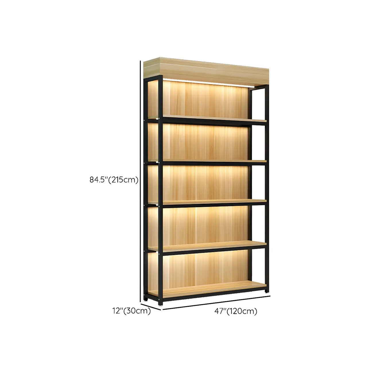 Modern Wood Open Multi-Shelf Large Display Cabinet