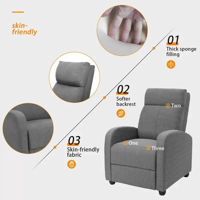 Homall Recliner Chair Fabric Single Living Room Sofa Recliner