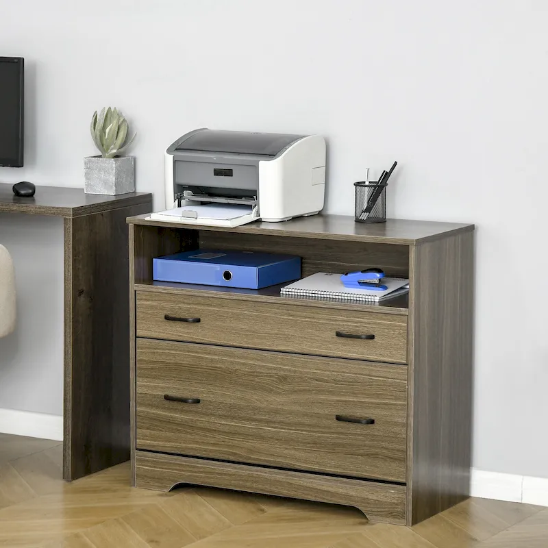 Lateral File Cabinet with Shelf, Office Storage Cabinet with 2 Drawers, Fits Letter Sized Papers