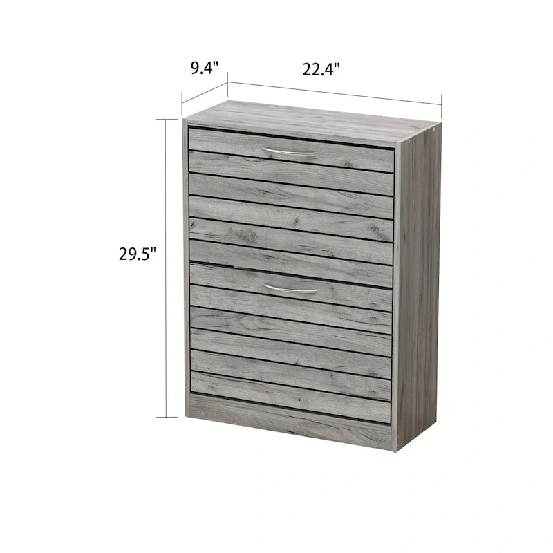 2-Drawer Shoe Cabinet, Fold-Out Drawers, Waterproof MDF, 8-12 Pairs, 22.4