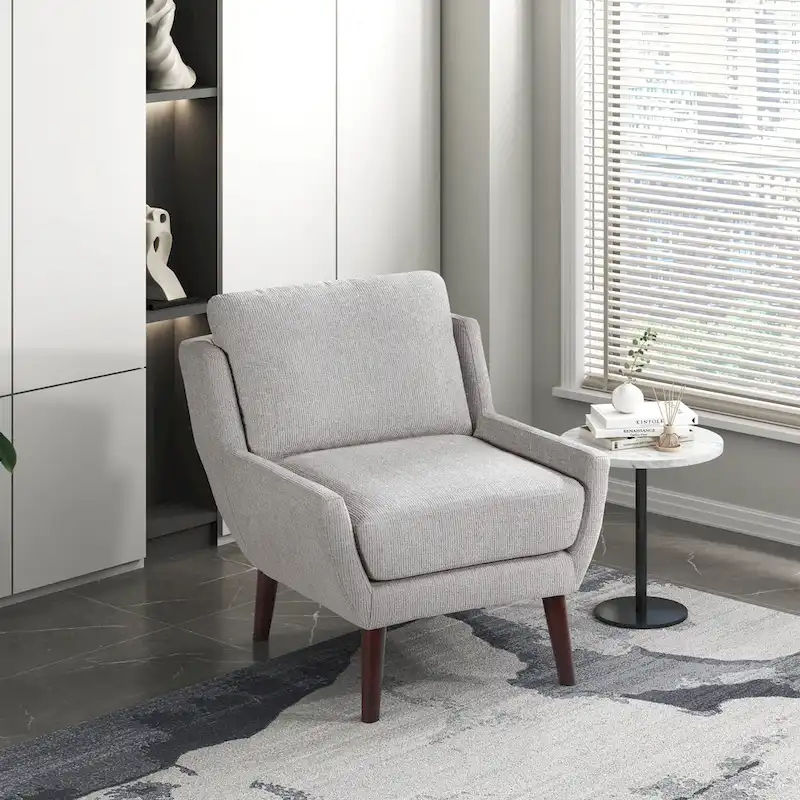 Comfortable Contemporary Accent Chair with Durable Upholstery and Solid Wood Legs