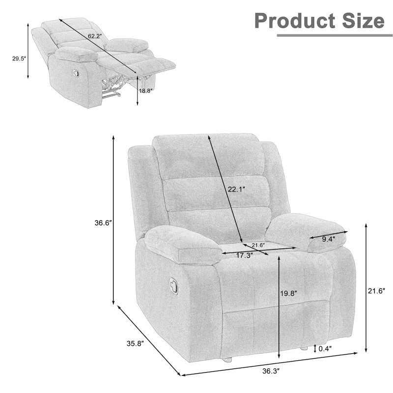 2 Set Classic and Traditional Manual Recliner Chair