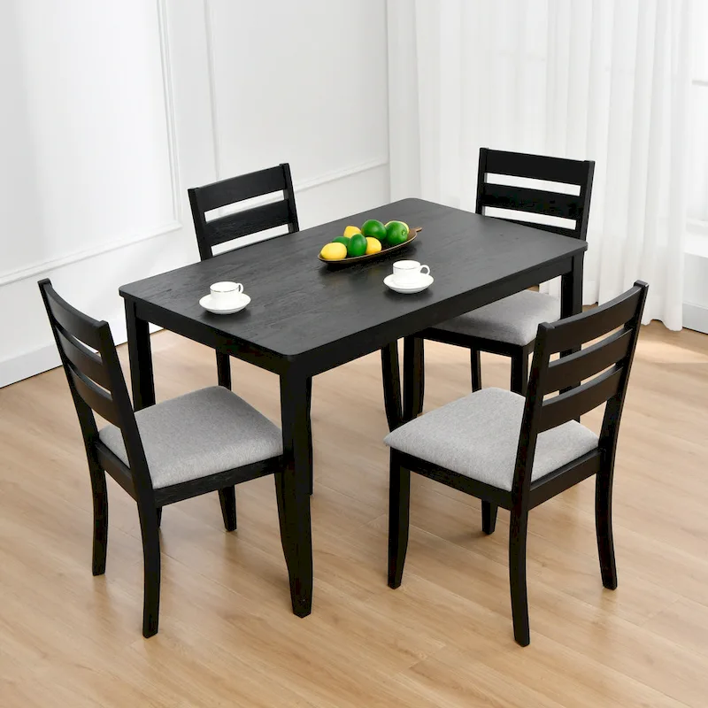 Slat Back Wood Dining Chairs Set of 4