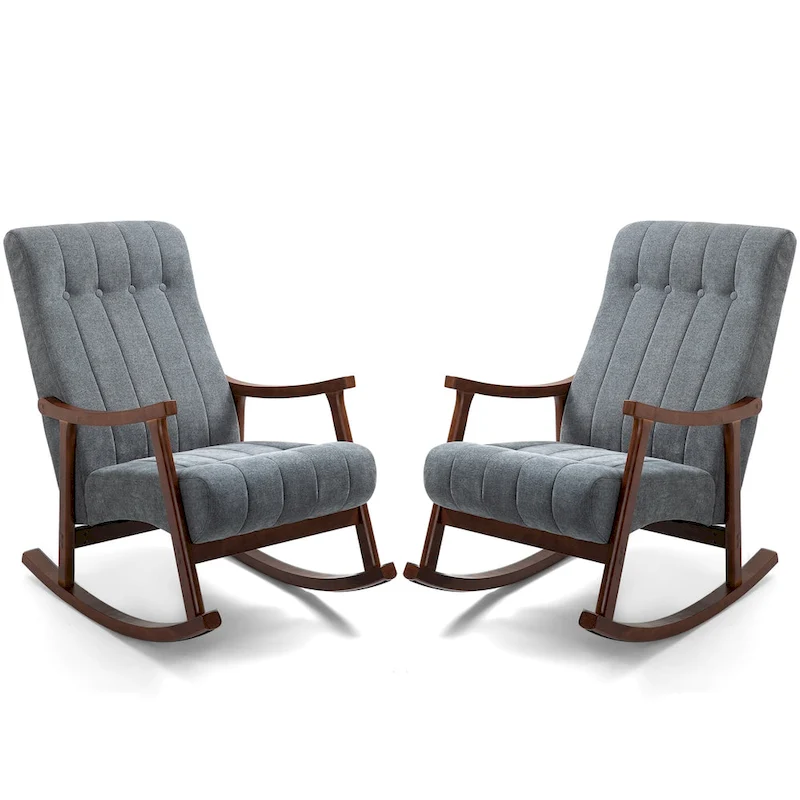 AVAWING Upholstered Rocking Chair ModernHighBackArmchair Set of 2