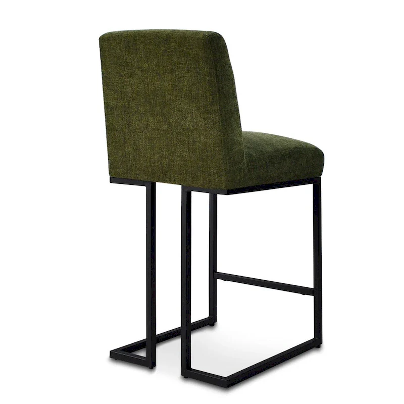 Fabric Counter Stool with Arms - Metal Legs (Set of 2)