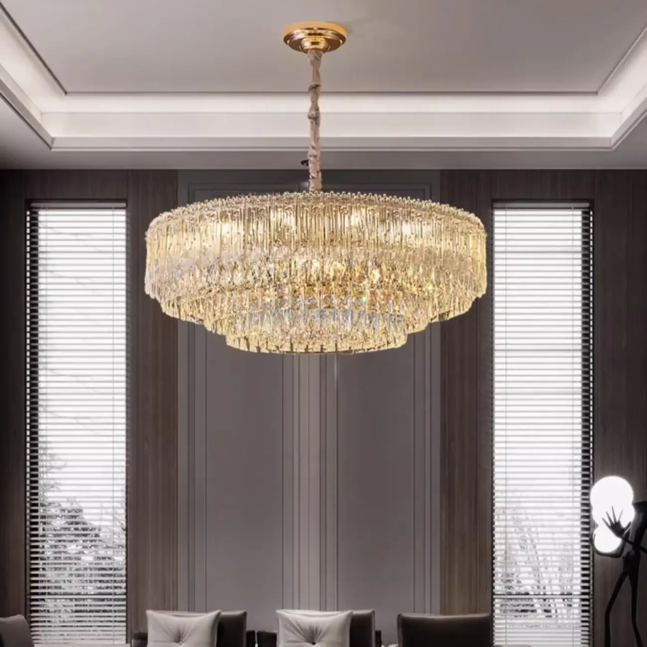 Adjustable Modern Luxury Crystal Chandelier with Multi-Tier